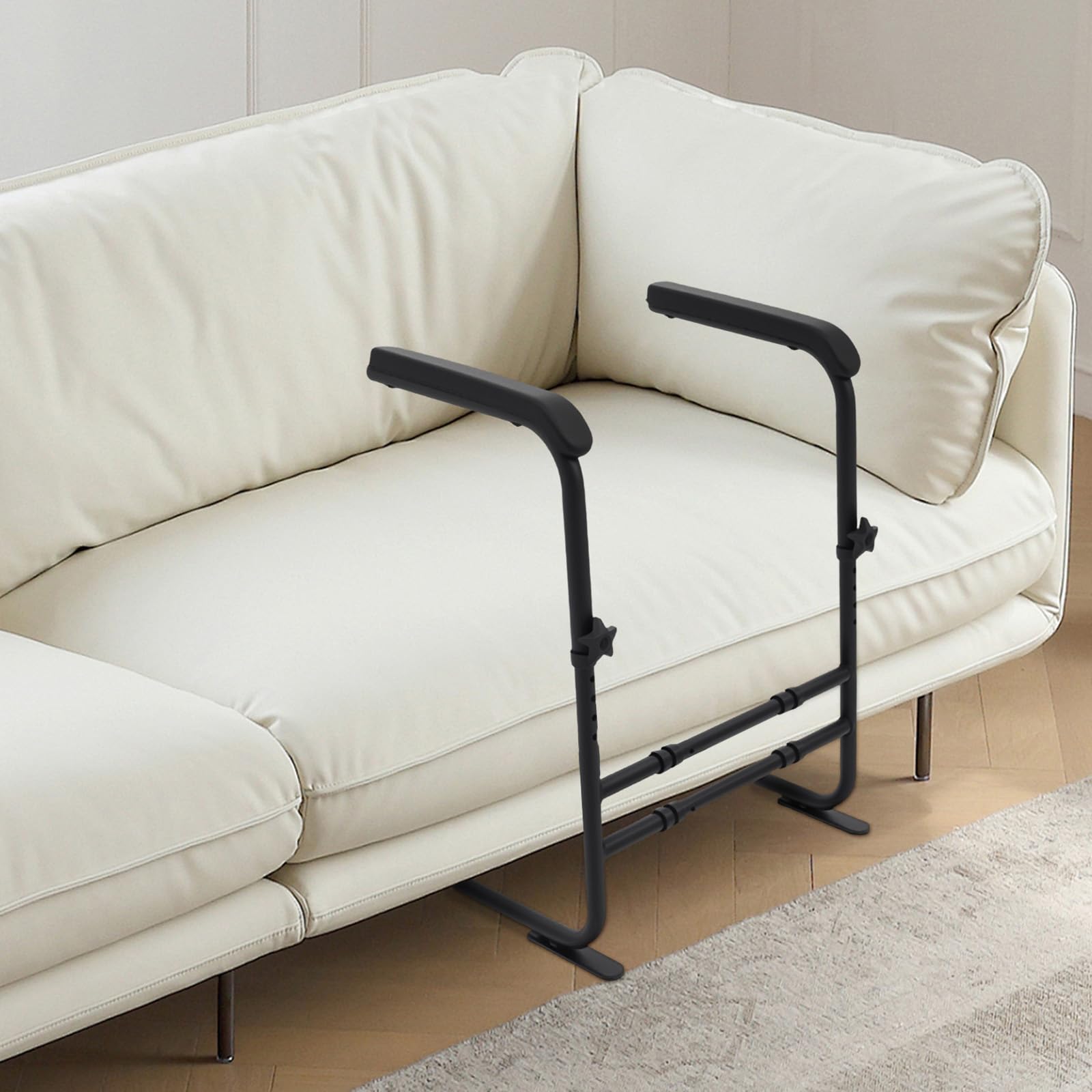 Sollevamento per divano/letto/toilette, dispositivo di sollevamento antiscivolo per anziani con manico largo, regolabile in altezza e larghezza per pazienti e disabili, fino a 204 kg (nero)