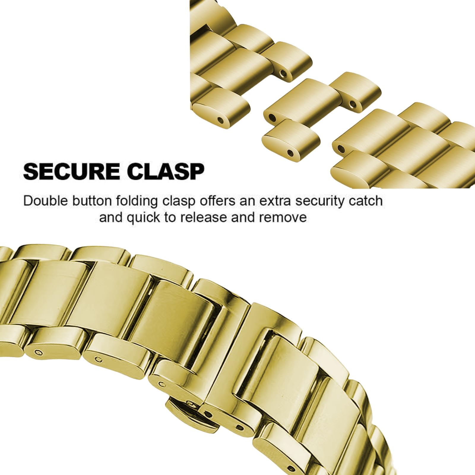 Bracelet Montre en Acier Inoxydable avec Extrémité Droite et Courbée 14mm 15mm 16mm 17mm 18mm 19mm 20mm 21mm 22mm 23mm 24mm Bracelet de Montre Métallique de Remplacement pour Hommes et Femmes