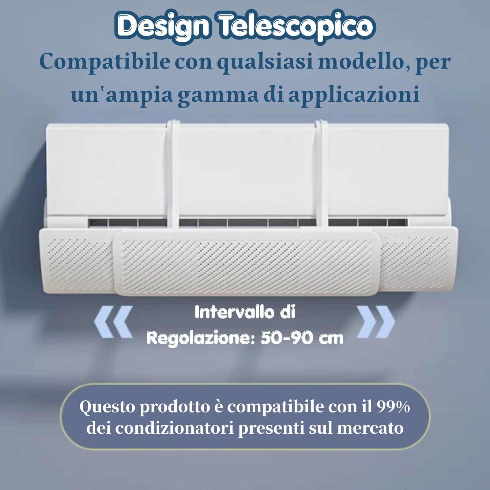 Deflettore Condizionatore Estensibile, Deviatore Aria Condizionatore Universale, Deflettori Aria, Materiale ABS Sicuro, Installazione Senza Attrezzi, Adatto a Casa Ufficio Persone Sensibili, Bianco