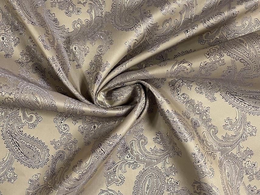 Tissu jacquard satiné Paisley Pierre au mètre (rouleau 5m) pour confection chic