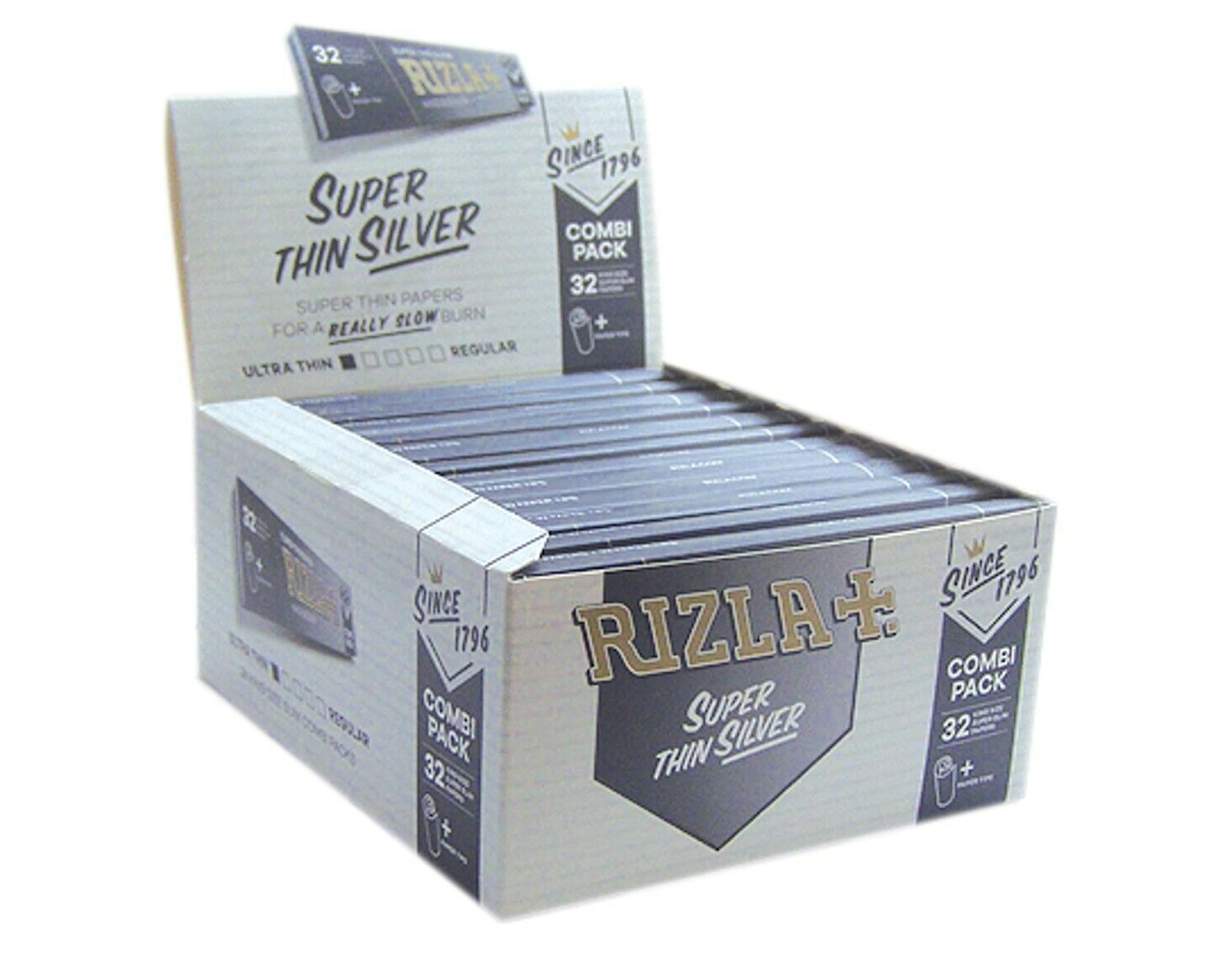 Rizla Super Thin King Size Slim Silver Papers + Tips (Combi Pack) 5 Booklets