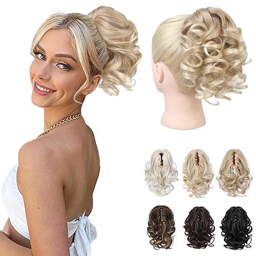 Miniatura 28 de REECHO Extensión de cola de caballo corta de 9 pulgadas, clásica, suelta, rizada, ondulada, con clip, extensiones de cabello con colas de caballo