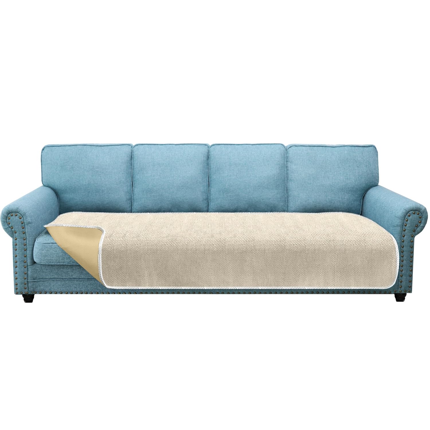 Granbest Extra Large Sofa Seat Covers 4 Seater Oversized Thick Sofa Cover Protectors from Pets Universal for All Seasons (4 Seater, Beige)