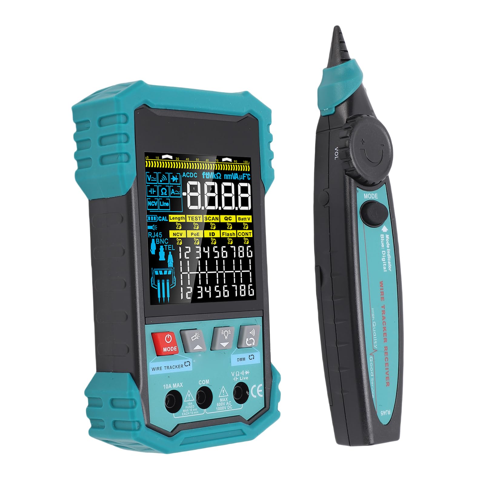 Fafeicy Tester per Cavi di Rete RJ45 Tester per Cavi Ethernet con Multimetro PoE NCV 400 M Lunghezza Porta di Misurazione Luce LED Lampeggiante per CAT5 CAT5e CAT6 CAT6A STP UTP