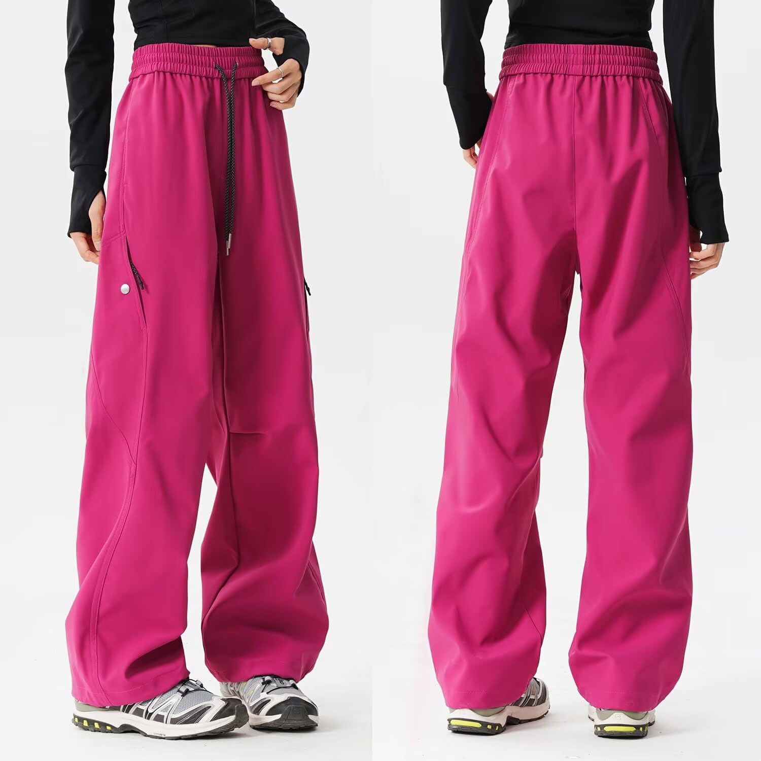 JOMLUN Women Softshell Hiking Pants Cotton Lined 3in1 Ski Pants Rain Waterproof Pants Outdoor Trekking Thermal Pants Winter