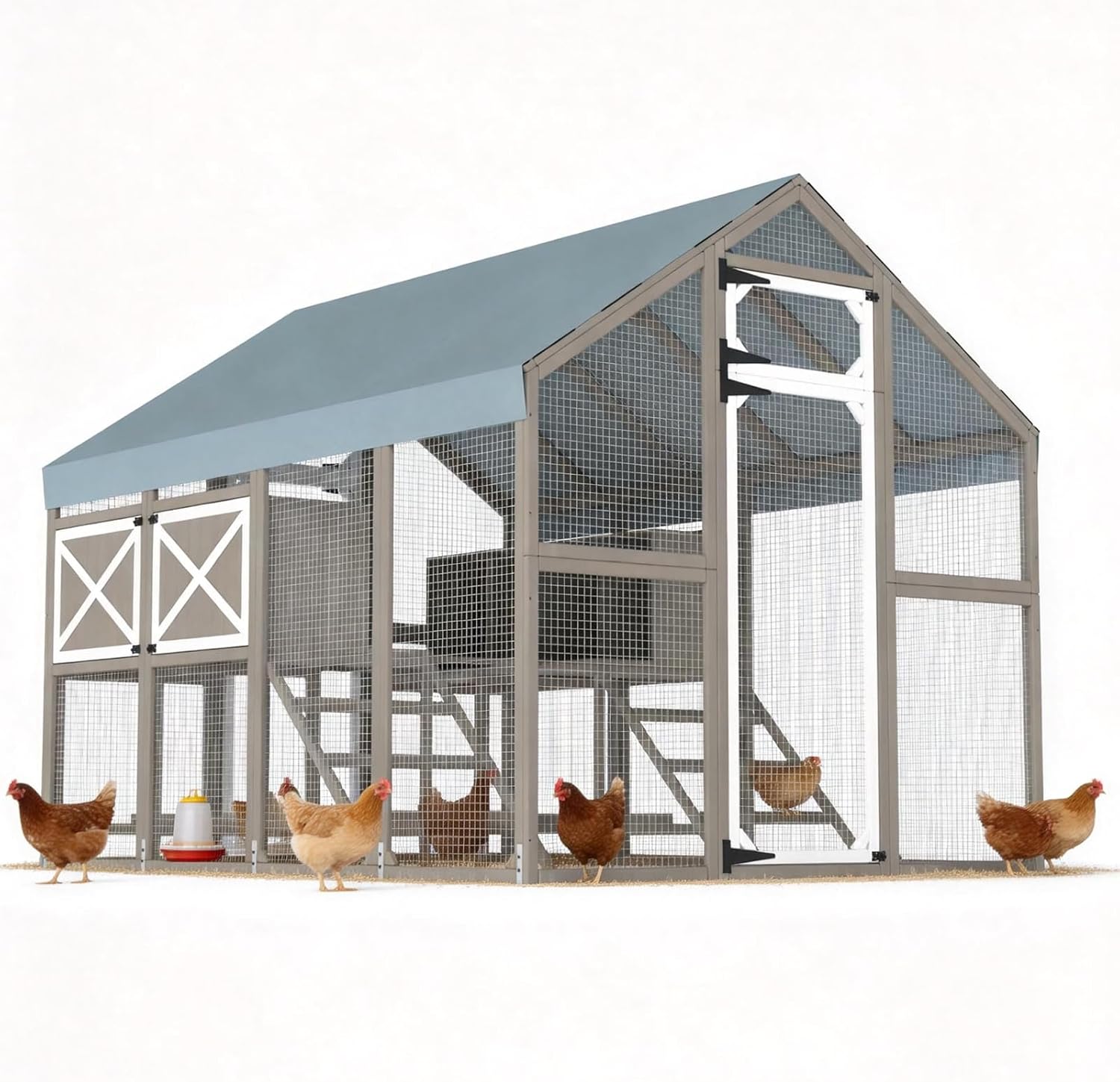 Extra Large Expandable Chicken Coop, Walk-in Run with Waterproof Cover, Wooden Poultry Cage Hen House with Nesting Boxes for 8-12 Chickens, Ducks & Rabbits in Yard Farm Backyard
