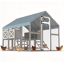 Extra Large Expandable Chicken Coop, Walk-in Run with Waterproof Cover, Wooden Poultry Cage Hen House with Nesting Boxes for 8-12 Chickens, Ducks & Rabbits in Yard Farm Backyard