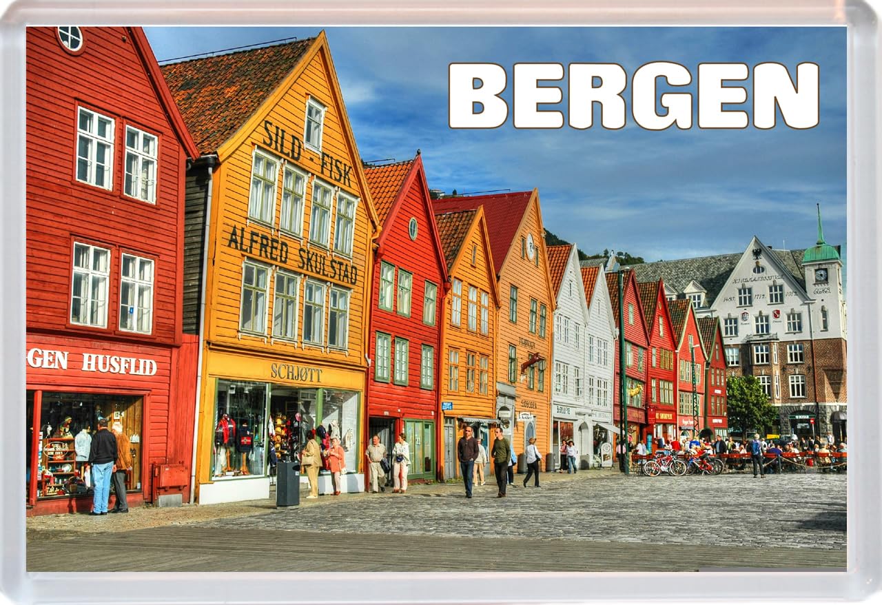 Baked Bean Store Multicolor Bergen - Norway - Jumbo Fridge Magnet 96 X 67Mm Bbsfhm1680
