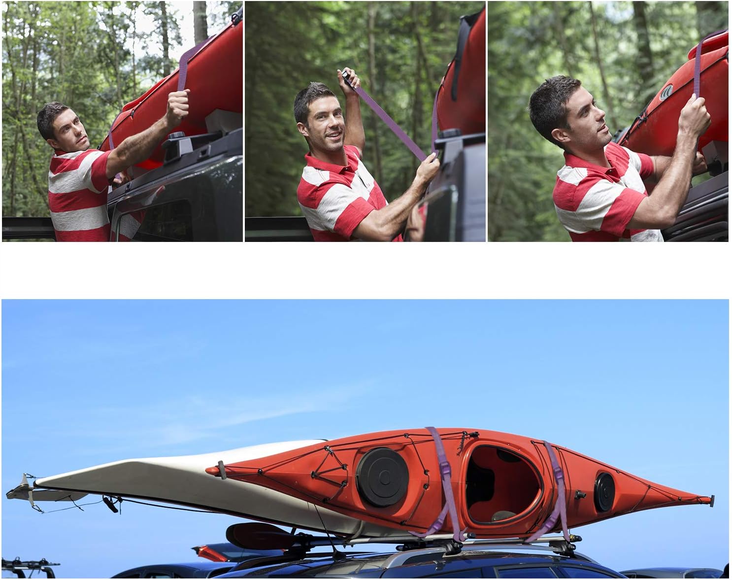 Hot Deals Epessa Sturdy Tie Down Strap Padded Cam Lock Buckle,1 x 16.5',Padded Strap Lashing Strap for Car Roof Rack,Kayak Canoe SUP Surfboard Tie Down Strap,Boat Trailer Tow Strap, Luggage Strap (5 Pack)