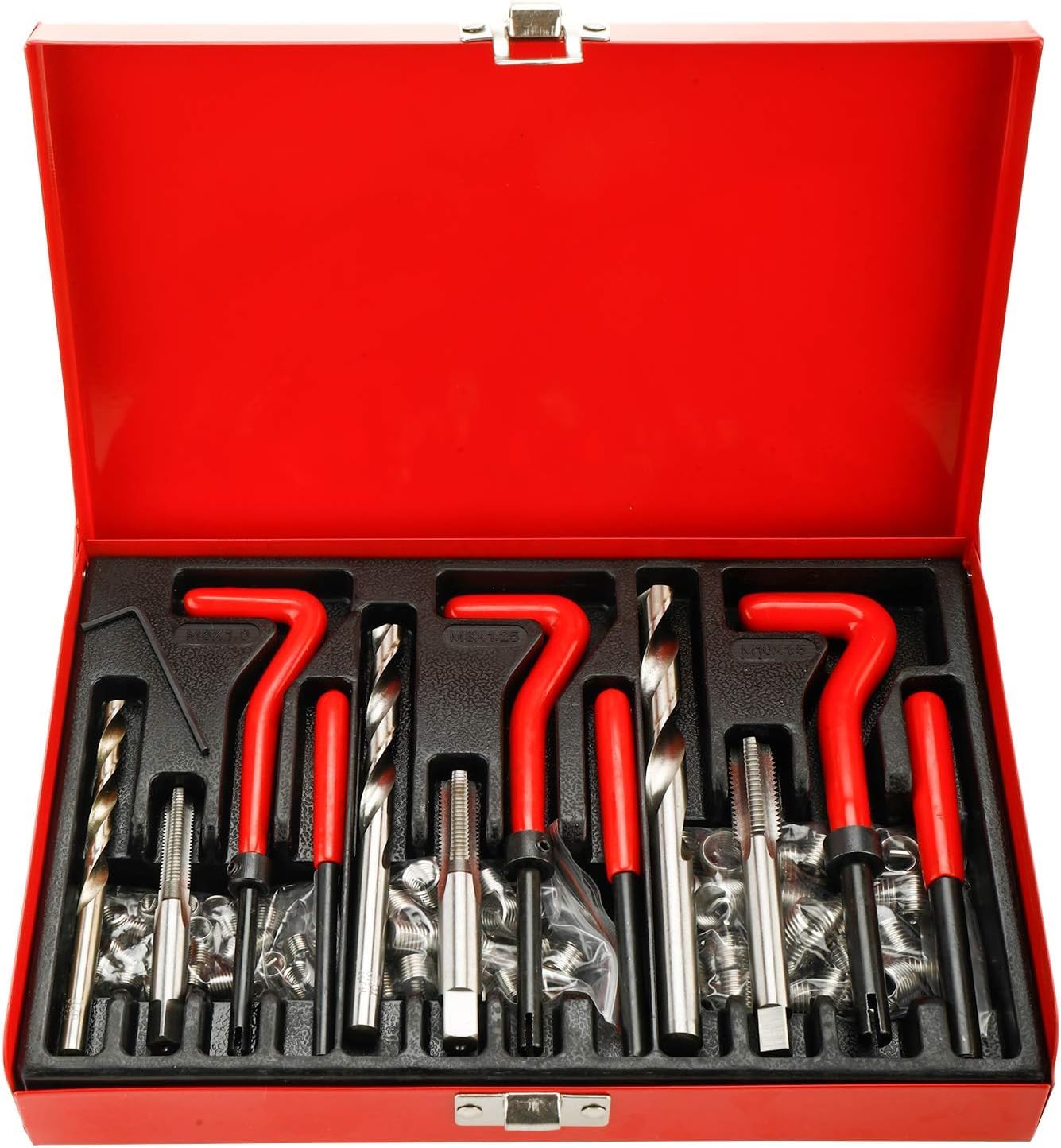 FreeTec Helicoil Kit de réparation de filetage 88 pièces pour moteur de voiture M6 / 8 / 10