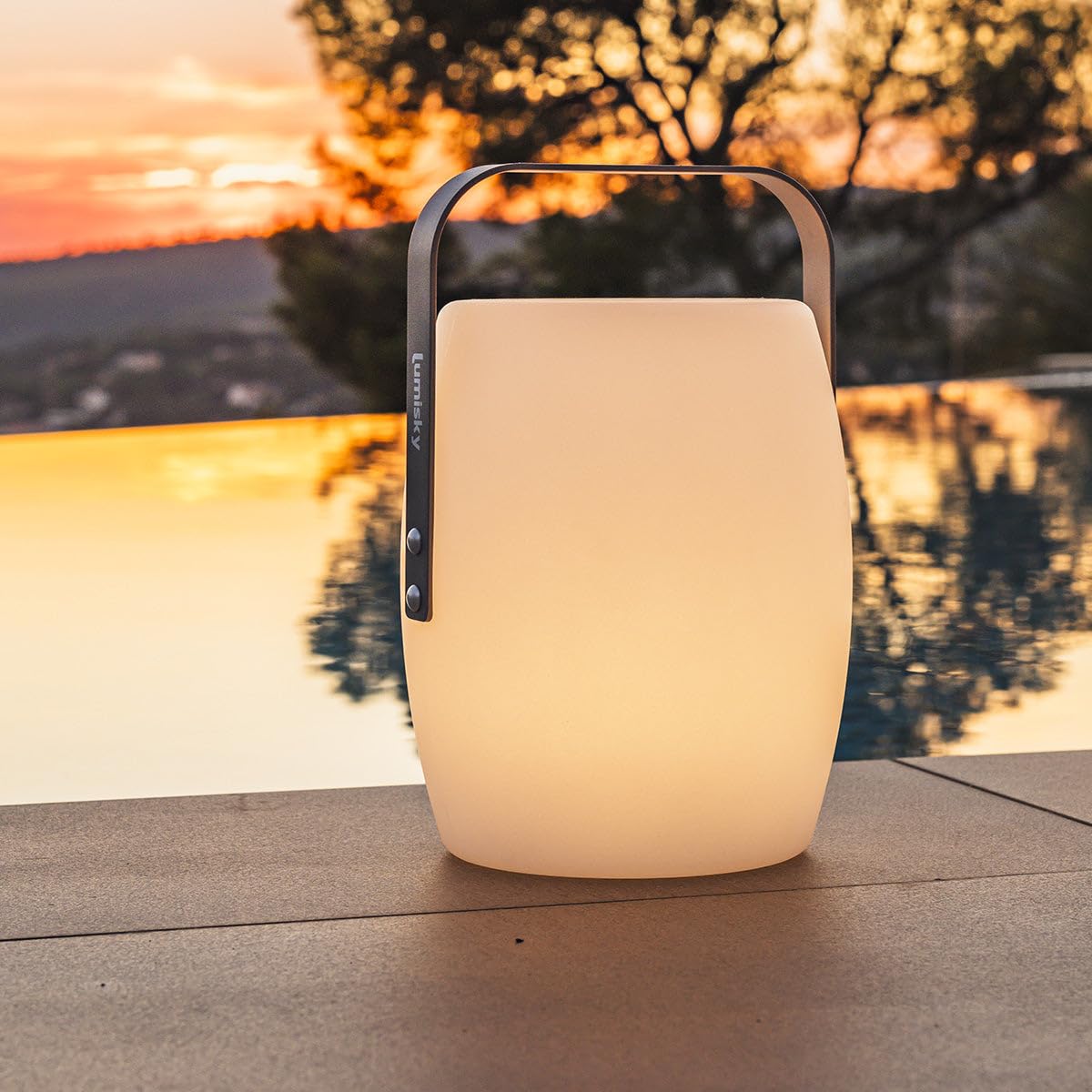 Lumisky Lanterne sans fil poignée aluminium LED blanc chaud/blanc dimmable LUCY ROCK H31cm