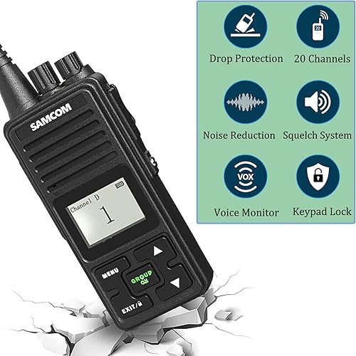 Miniatura 3 de SAMCOM Radios bidireccionales de largo alcance recargables de 2 vatios, 3000 mAh de alta potencia, radios de 2 vías, Walkie Talkies programables UHF