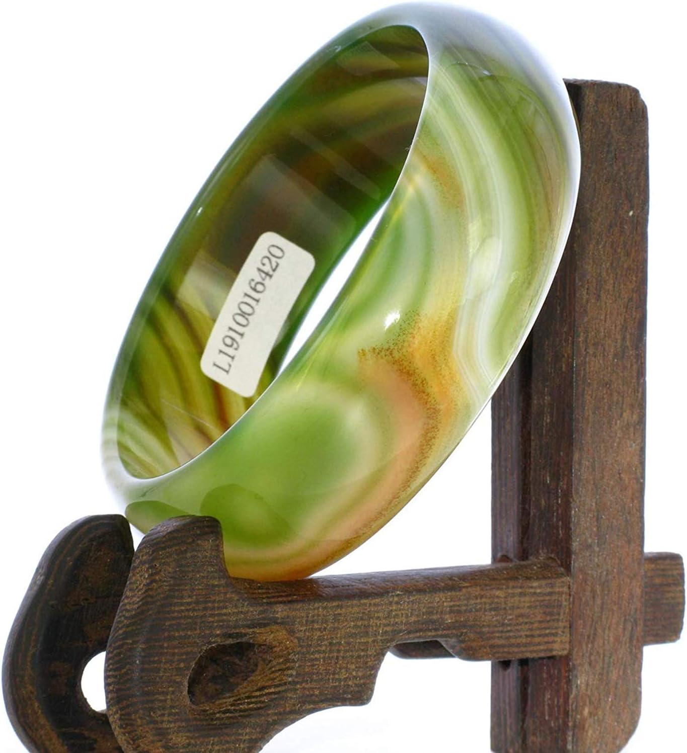 2.3" China Certified Nature Green Chalcedony Jade Women's Bangle Bracelets 6420