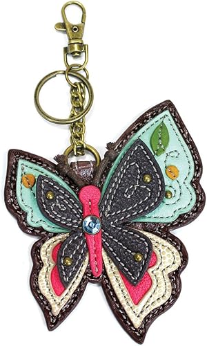 Miniatura 4 de CHALA Bolso de trabajo de lona convertible a rayas con llavero Chala en oliva claro (mariposa), New Butterfly