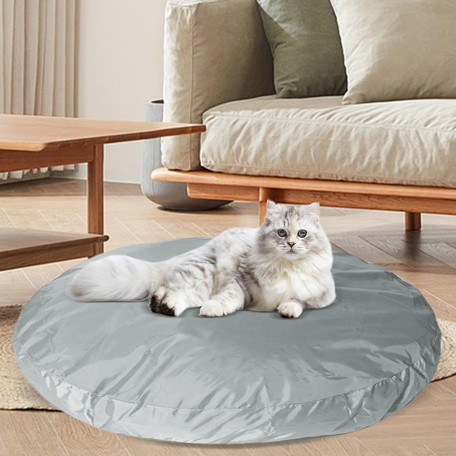 Generic Hundebett-Bezug, rund, wasserdicht, PVC und Stoff, mehrlagig, passend für 97 x 10 cm große Betten, für den Innen- und Außenbereich, mittelgroße Hunde