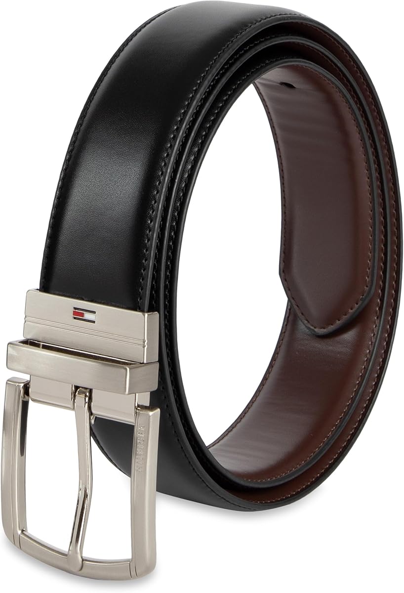 Cinturón de cuero reversible Tommy Hilfiger para hombre, diseño 2 en 1 para vestir o ropa informal
