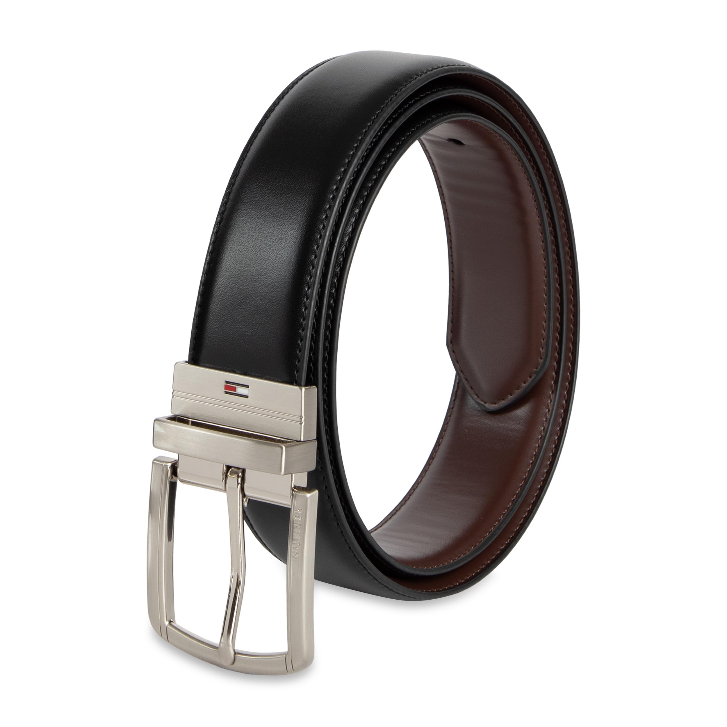 Men's Reversible Leather Belt, 2‑in‑1 Design for Dress Or Casual Wear