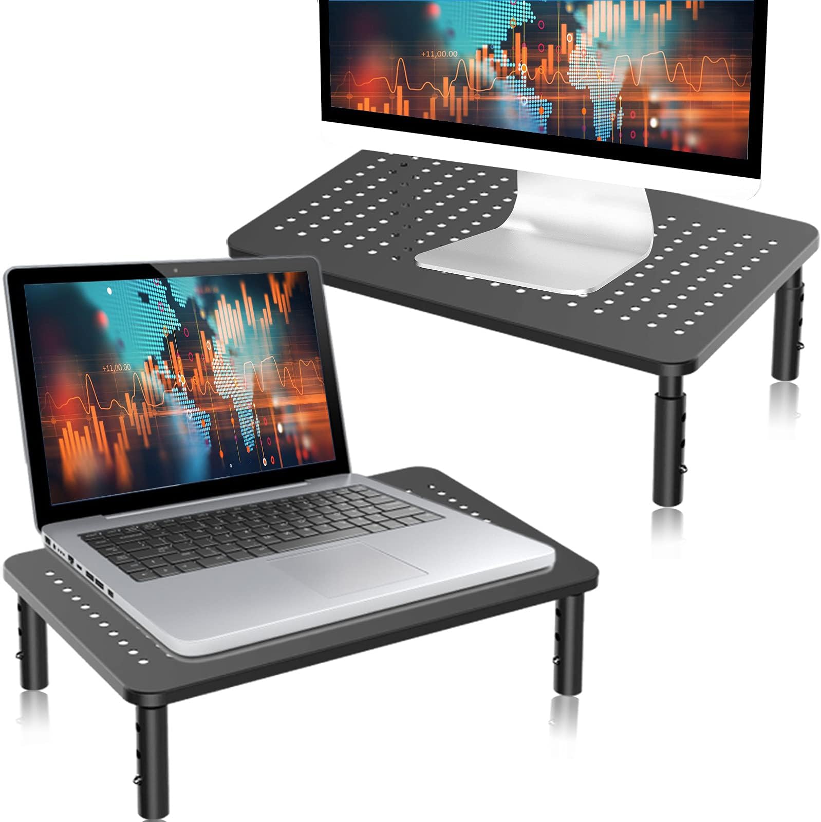 Amazon.co.jp: METIYA モニター台 机上台 ディスプレイ台 金属 PC モニタースタンド 高さ調整可能 幅370mm 耐荷重 ...