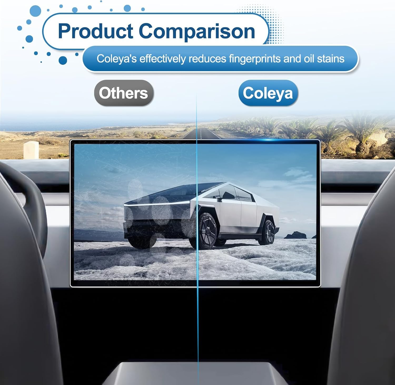 (2Pack) 2024 2025 Cybertruck Screen Protector for Tesla Cybertruck (18.5In Touchscreen+9.4In Rear), 9H Tempered Glass 2025 Cybertruck Accessories HD Transparent Protective Film 18.5"&9.4"