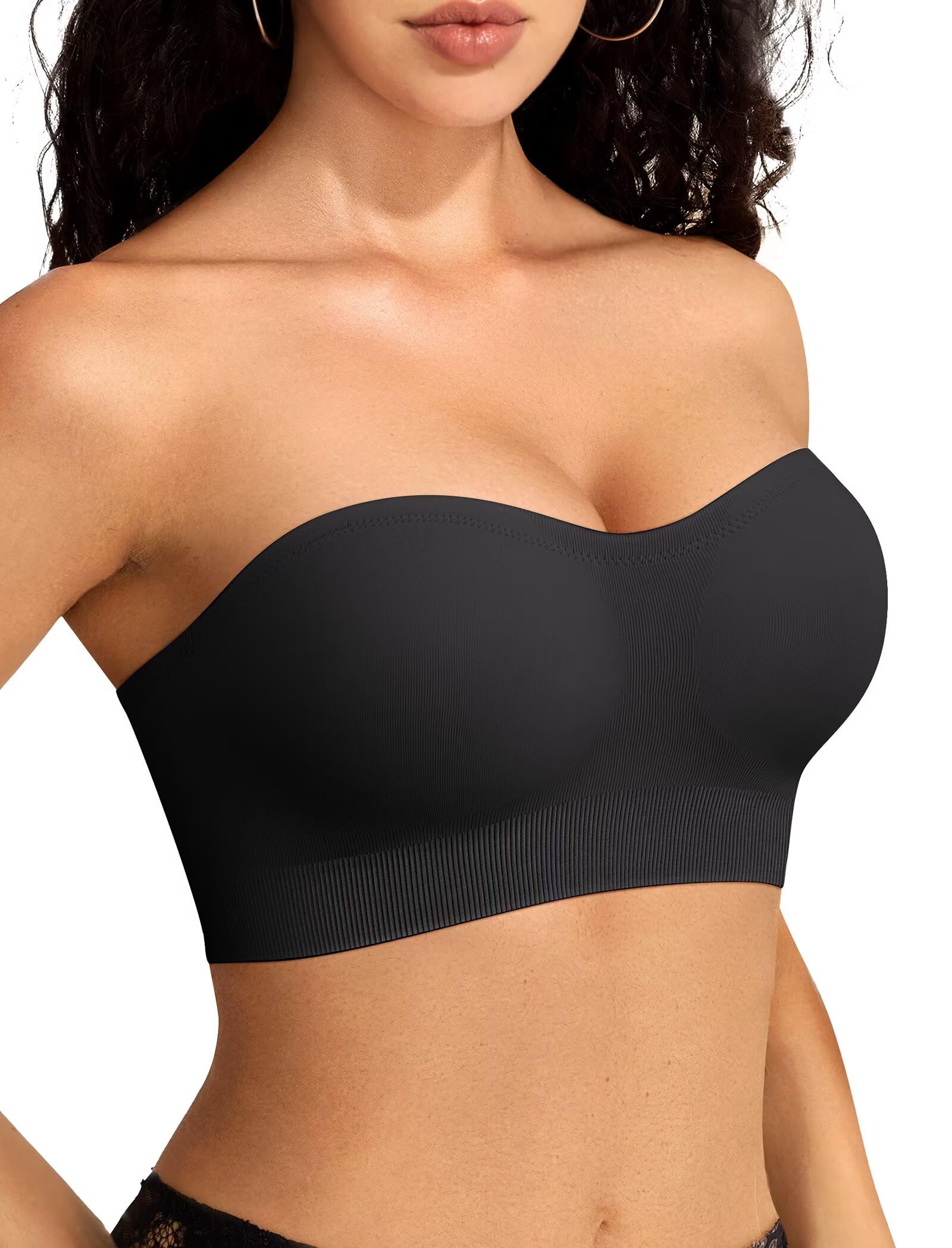 Vertvie Strapless Bra Non Slip Push Up Wireless Padded