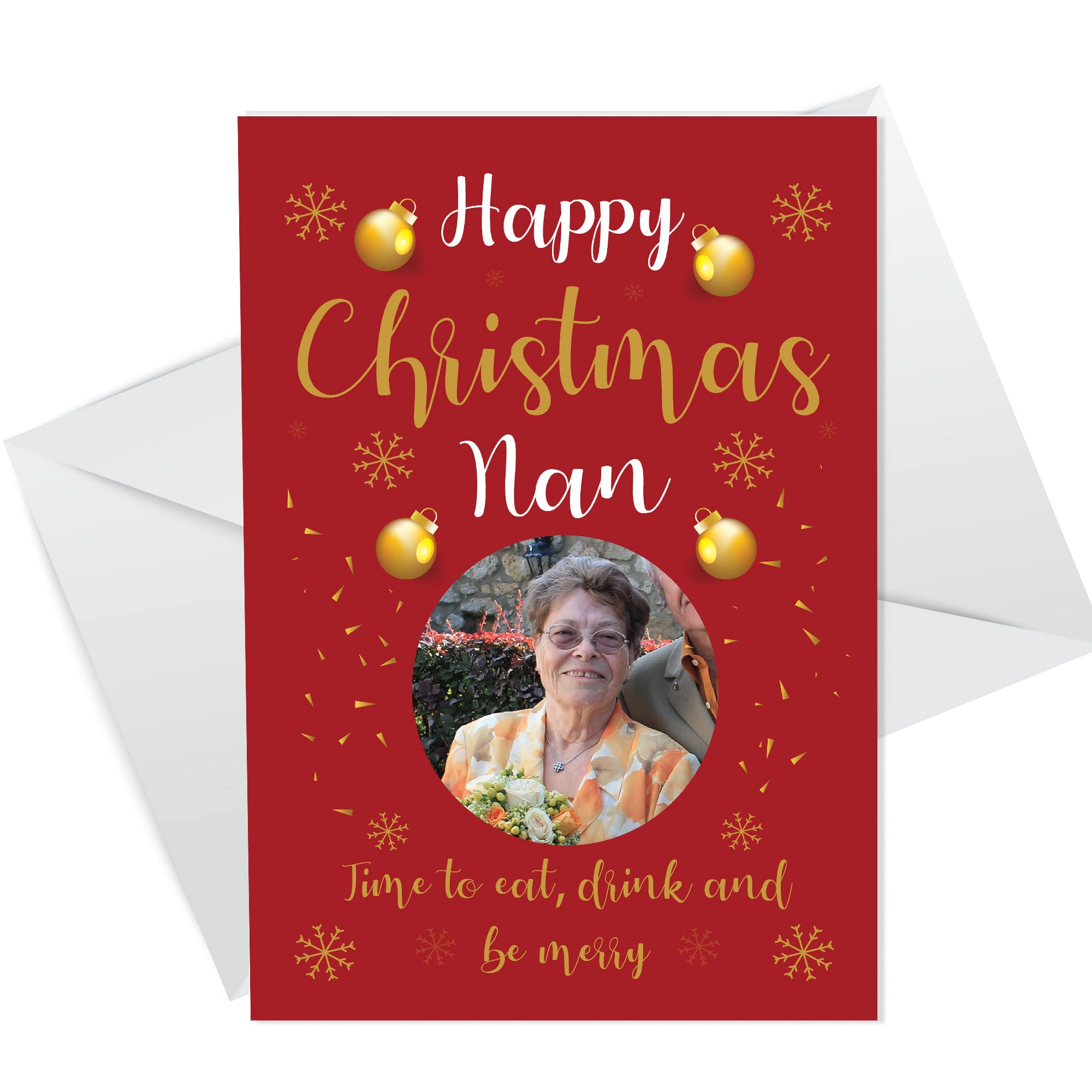 RED OCEAN Personalised Christmas Card For Nan Photo Card For Her Nan Christmas Card