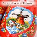 Decorative Dutch Windmill Scene Ornamental Deluxe Clogs Wooden Shoe Pair Red (2.5") | DutchGiftOutlet gallery image