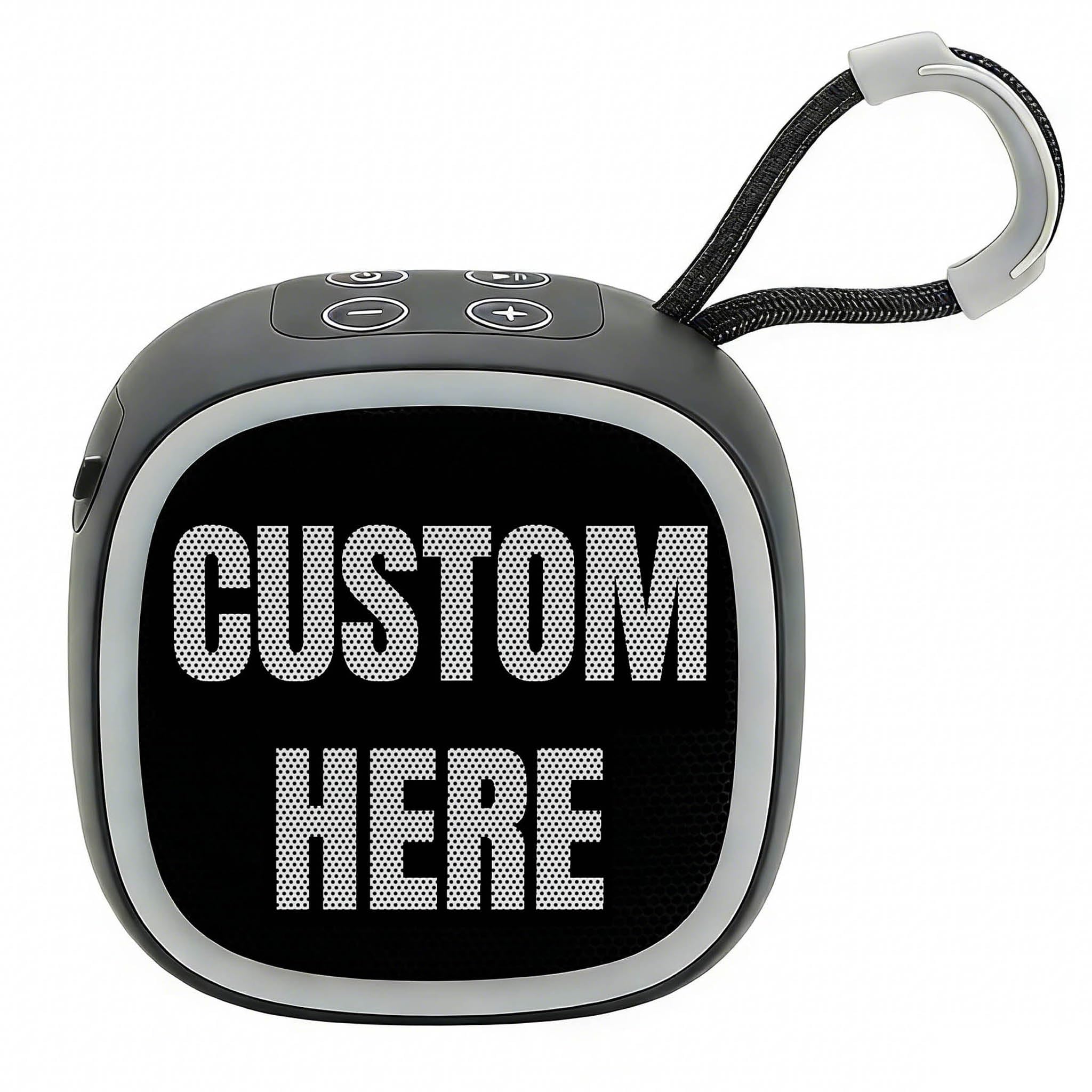 Cassa Bluetooth portatile personalizzata con foto, nome o logo – Altoparlante compatto con maniglia per escursioni, viaggi – Cassa wireless personalizzata regalo uomo, donna, idee affari (Nero)