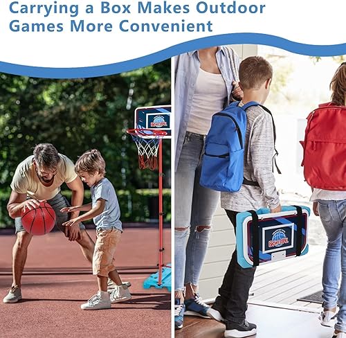 Miniatura 5 de VROGTIK Aro de baloncesto para niños de 4 a 8 años, juguetes al aire libre para niños de 4 a 6 años, altura ajustable, 3 bolas incluidas, aro de