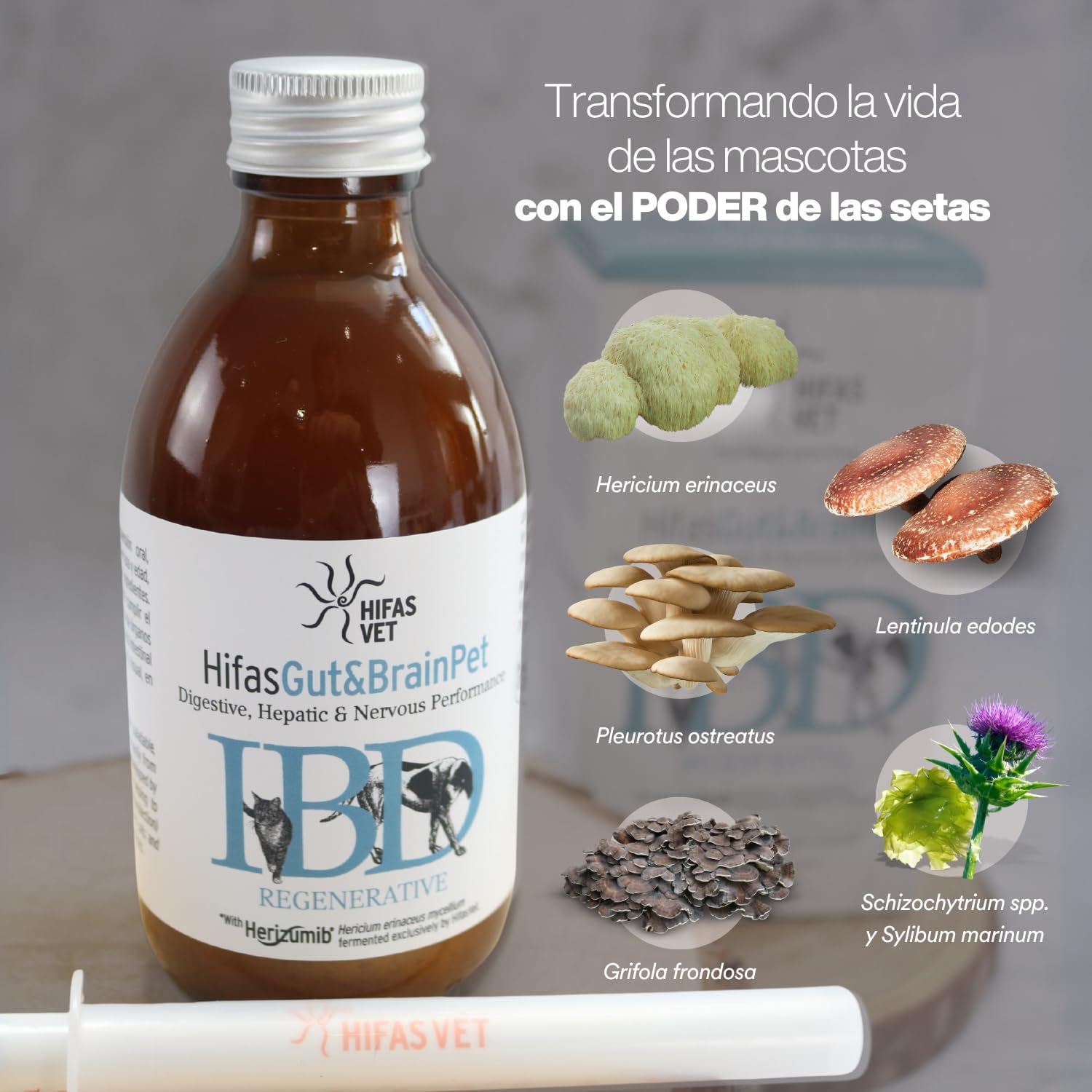 HIFAS Vet - Gut&Brain Pet Probioticos para Perros y Gatos, Suplemento Digestivo para reforzar la Salud Intestinal - 250 ml