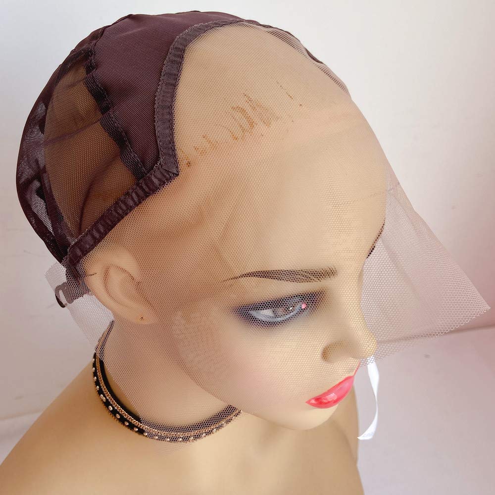 FENJUN HAIR13x4 Lace Wig Caps for Wig Making Kit and Supplies with Adjustable Straps Swiss Lace Medium Brown and Medium Size, 13x4 Lace Front Wig Cap for Making Human Hair Wigs and Synthetic Wigs