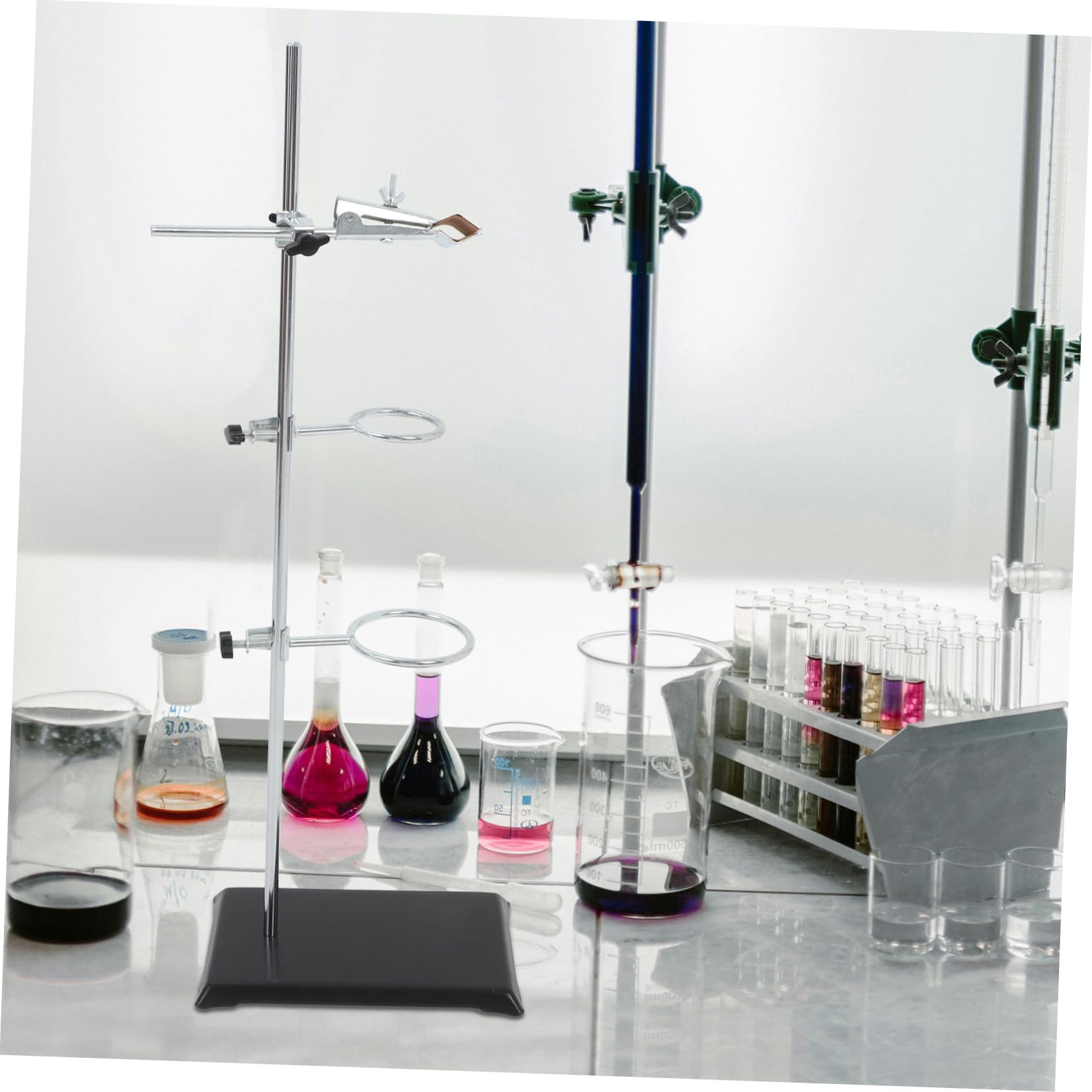 Klemmstange aus Edelstahl Ringständer für Laborgeräte Laborstativ aus Trichterständer mit Klemmen Reagenzglasklemme für Chemielabor