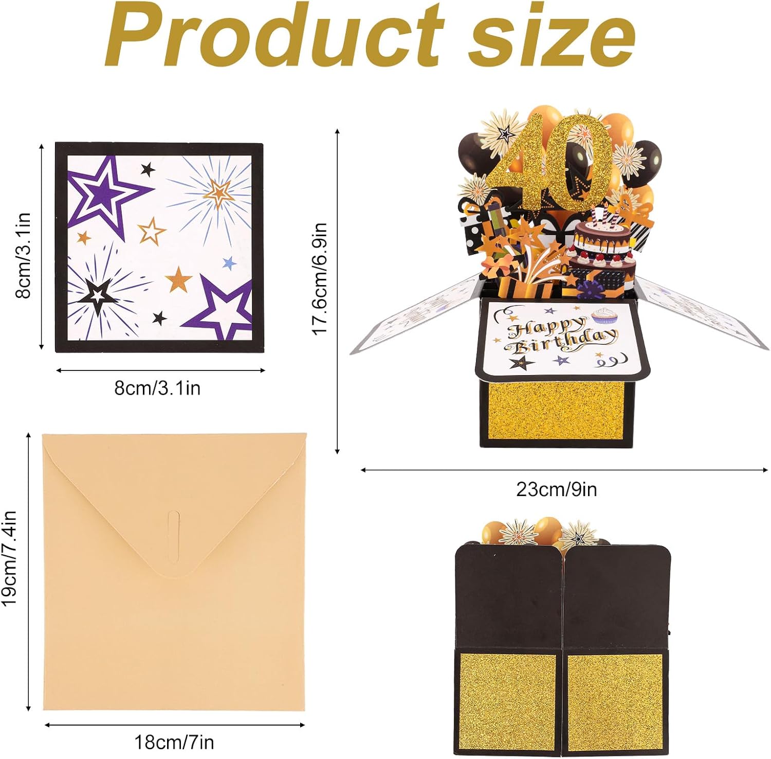 Happy 40th Birthday Pop-Up Card, Happy Birthday 3d Cards Boxed Birthday Card Birthday Gifts Box 3d Greeting Card Birthday Gift Card for Wife Husband Men Women - Image 2