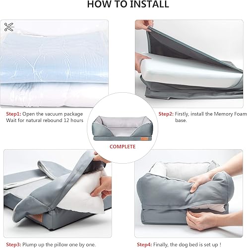 Miniatura 7 de Fida Cama ortopédica para perros con base de espuma viscoelástica, sofá de salón para perros con funda extraíble lavable, sofá cama para mascotas