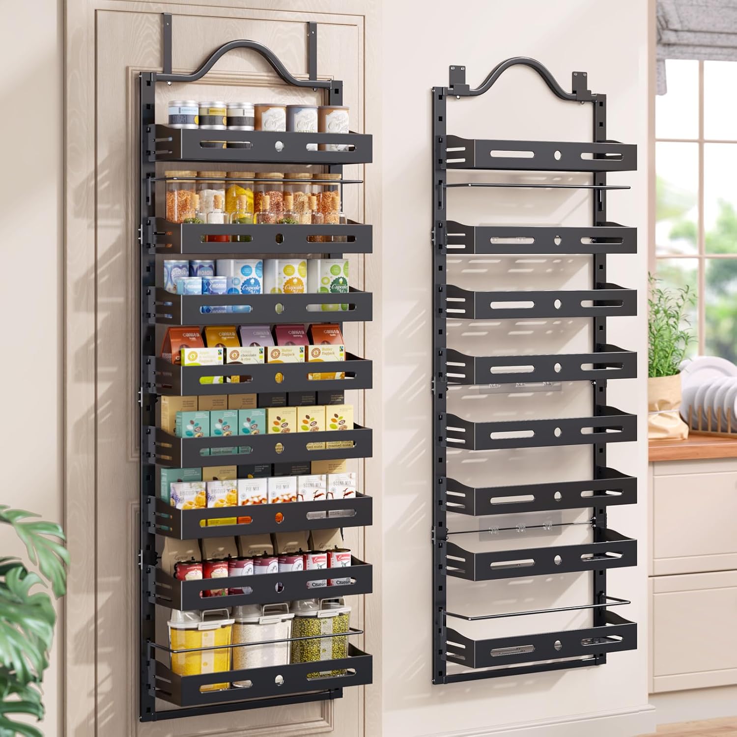 Maximize Space with Our 8-Tier Over-The-Door Pantry Organizer & Adjustable Spice Rack – Black Maximize Space with Our 8-Tier Over-The-Door Pantry Organizer & Adjustable Spice Rack – Black
