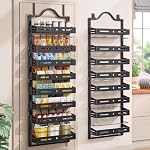 8-Tier Over The Door Pantry Organizer Pantry Organization and Storage with Adjustable Basket, Door Spice Rack for Kitchen, Bathroom (Black, 8-Tier (17.1"W x 5.7"D x 72.6"H))