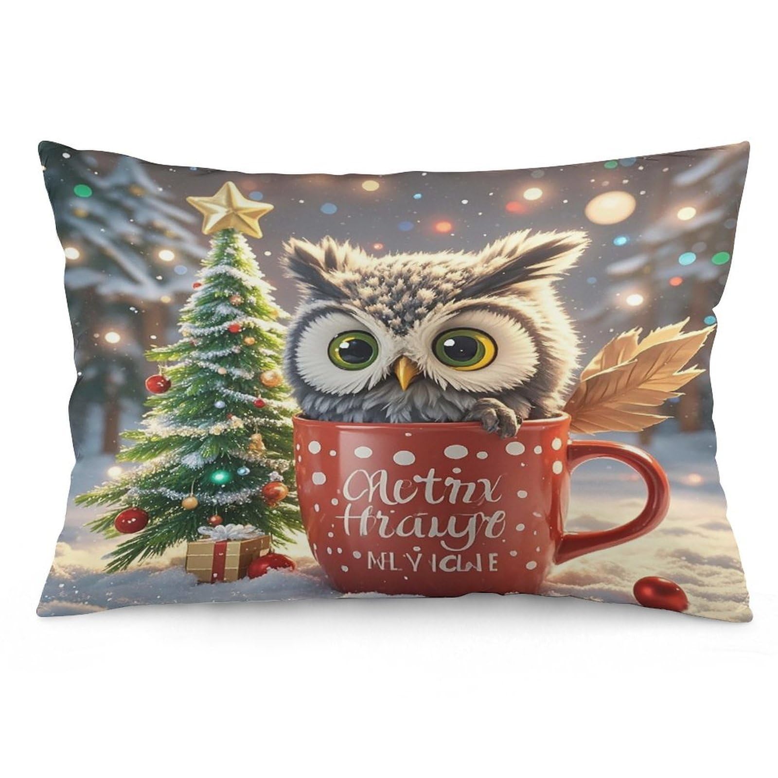 Owl Cup Throw Pillow Cover Soft Lumbar Pillow Covers with Zipper Breathable Rectangular Cushion Case Polyester Pillow Case Decorative Body Pillow Cover for Couch Bed