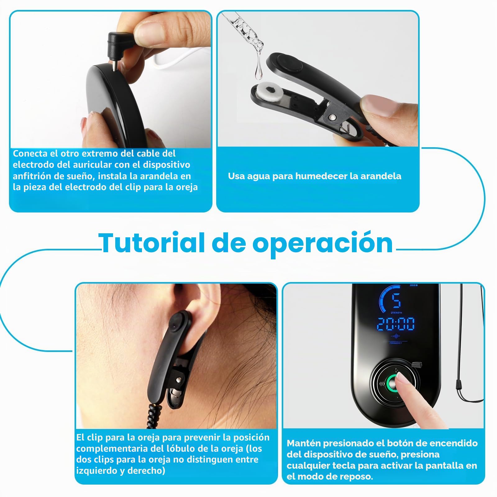 Dispositivo de ayuda para dormir con clip para los oídos, estimulación del nervio vago, 3 modos y ajuste de 9 niveles, carga USB, herramienta de alivio calmante para adultos, accesorio de apoyo para