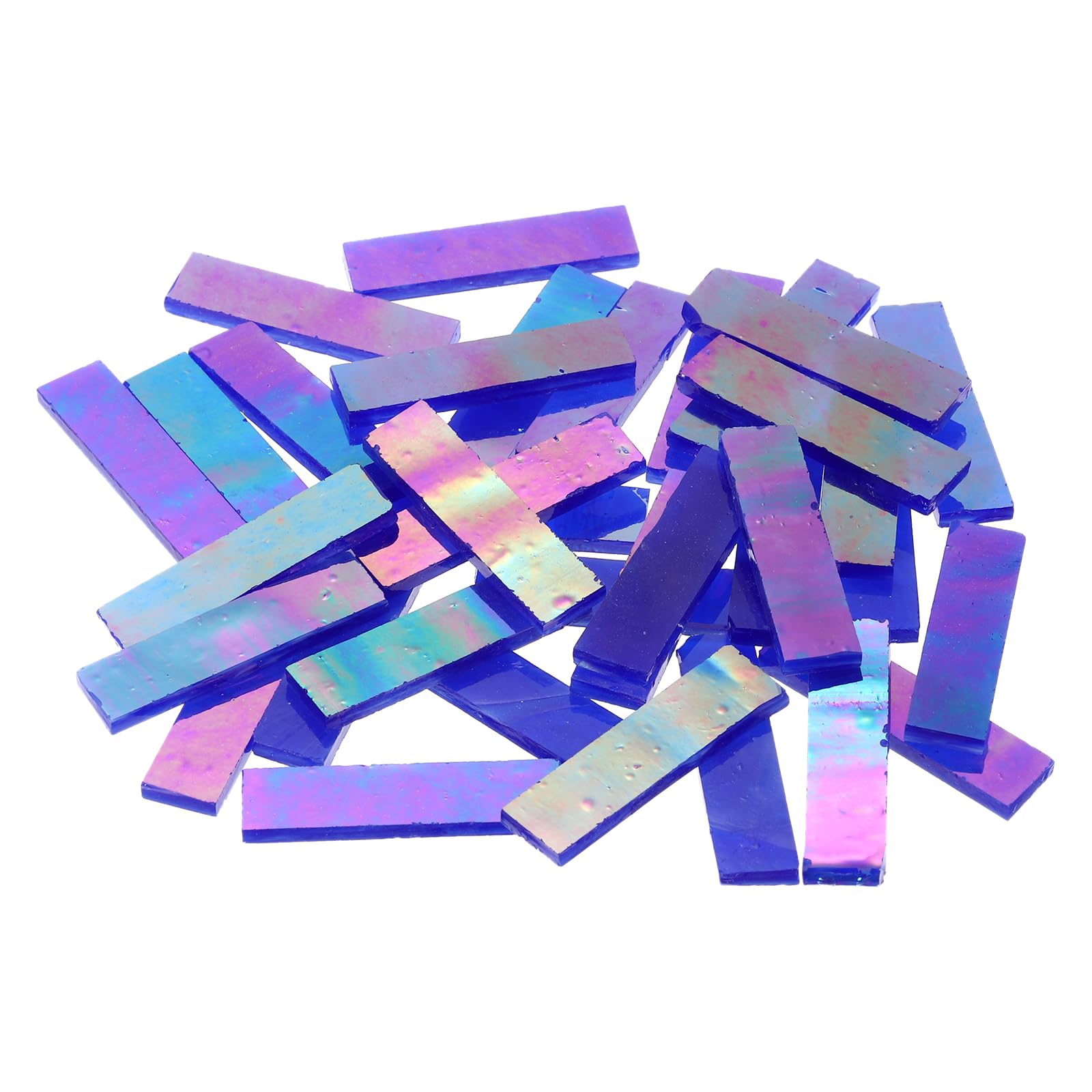 sourcing map Rectangular Mosaic Tile Stained Glass Strip, 1.57" x 0.4" Iridescent Sapphire Blue Glass Pieces 200g/7.05 oz Mosaic Tile Making Supplies for DIY Handmade Craft and Home Decoration