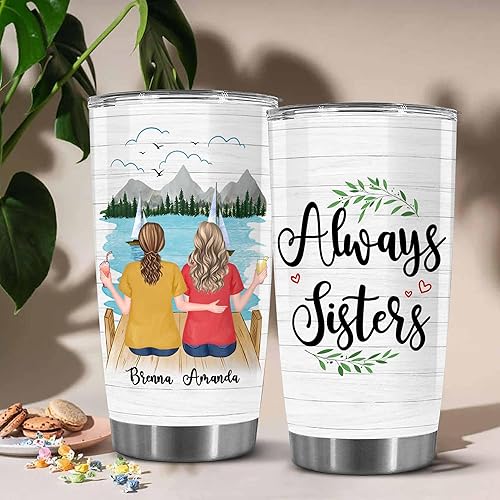 Miniatura 2 de WHIDOBE Vaso personalizado para hermanas (2 mujeres), personalizado hasta 3 hermanas, vaso personalizado de 20 onzas para hermanas con avatares,