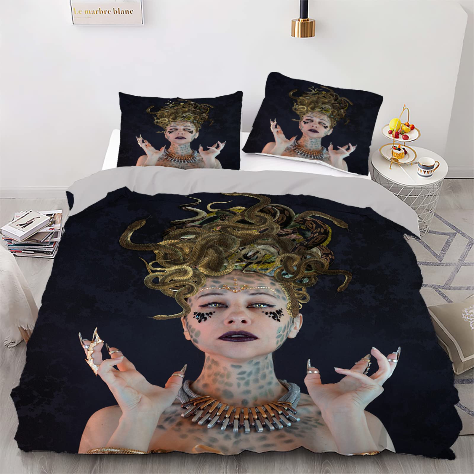 Parure de lit 90x190 housse de couette et taie d'oreiller 65x65cm noir