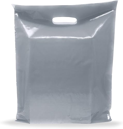 Silver Merchandise - Bolsas de plástico para compras, paquete de 100 unidades de 9 x 12 pulgadas con 2 mil de grosor, asas troqueladas, perfectas