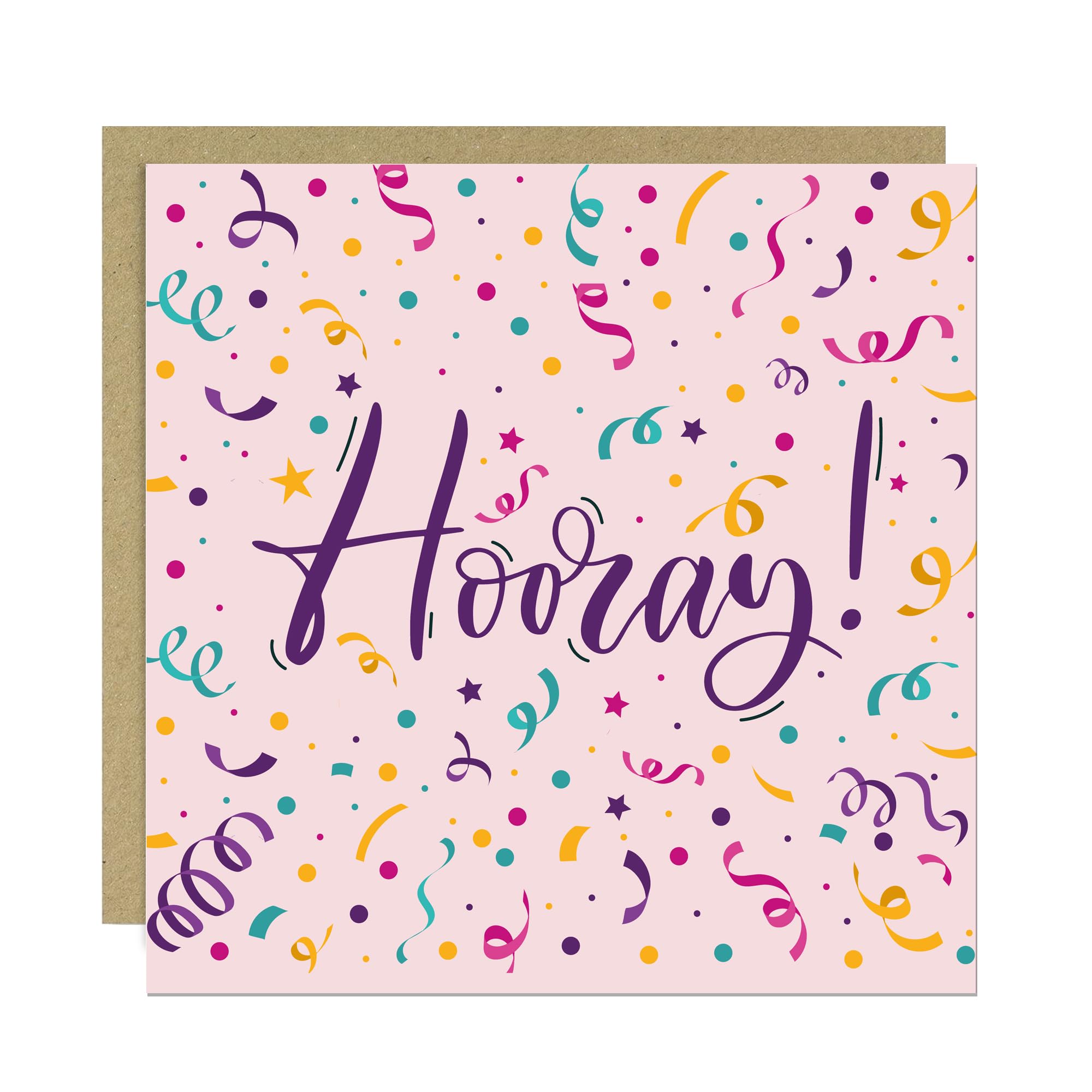 RED OCEAN Congratulations Card Passed Exams Graduation Congrats Card For Daughter Son New Job Retirement Well Done Appreciation Cards 145x145mm With Kraft Envelope (Hooray - Pink)