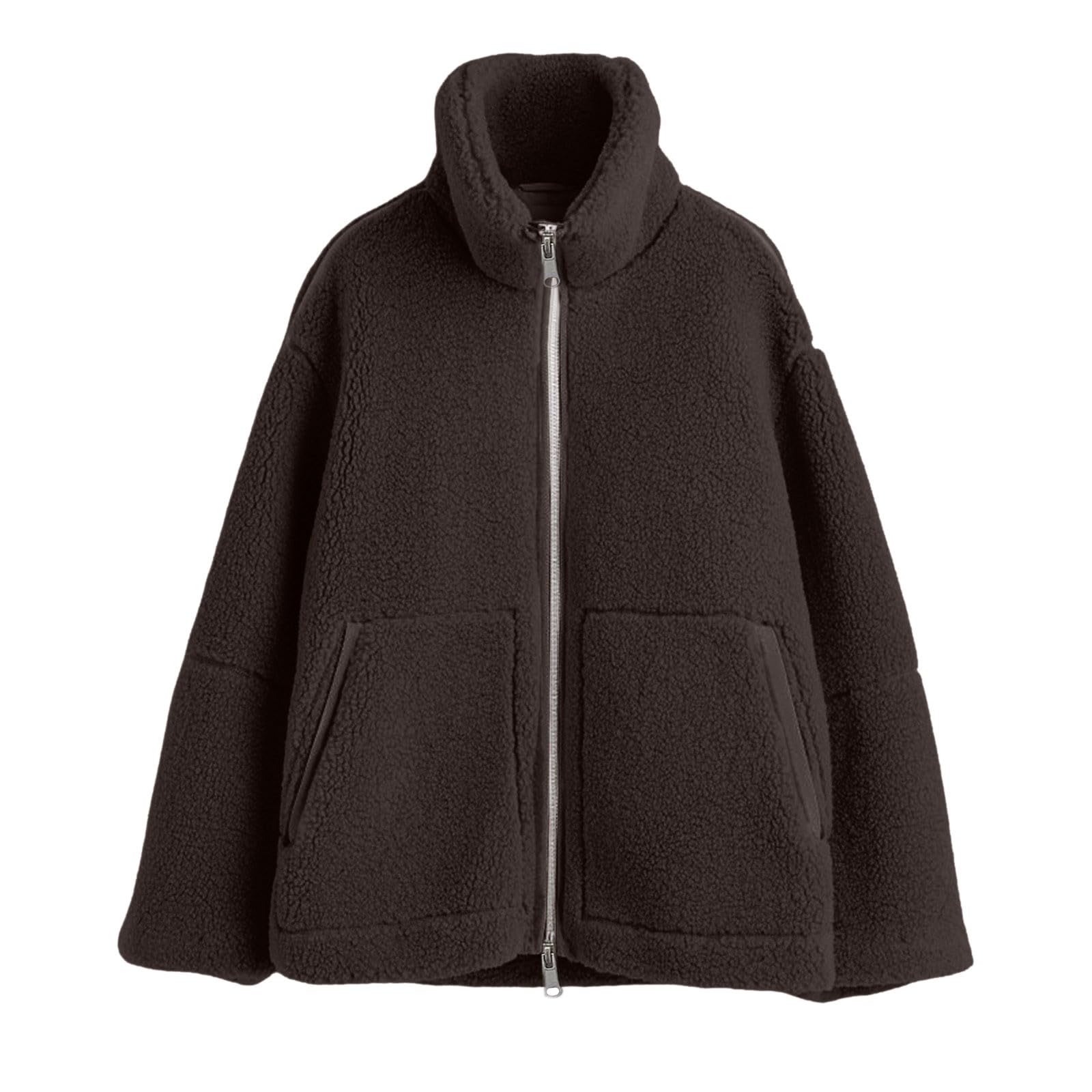 Damen Fleecejacke mit Durchgehendem Reißverschluss Stehkragen Damen Leichte Fleece Jacke Outdoor Warme Damenjacke für Wandern und Freizeit