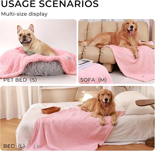 Miniatura 4 de Manta de vellón prémium para perro, suave y sherpa, manta calmante para perro, cachorro, gato, rosa, pequeña (20 x 30 pulgadas)