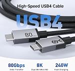 Cable Matters 80Gbps Premium Braided USB4 Cable - 3.3ft / 1m, Up to [8K@120Hz / 4K@480Hz Video, 240W Charging, 80Gbps Data Transfer], USB 4 Cable Compatible with Thunderbolt 5 / Thunderbolt 4 / USBC