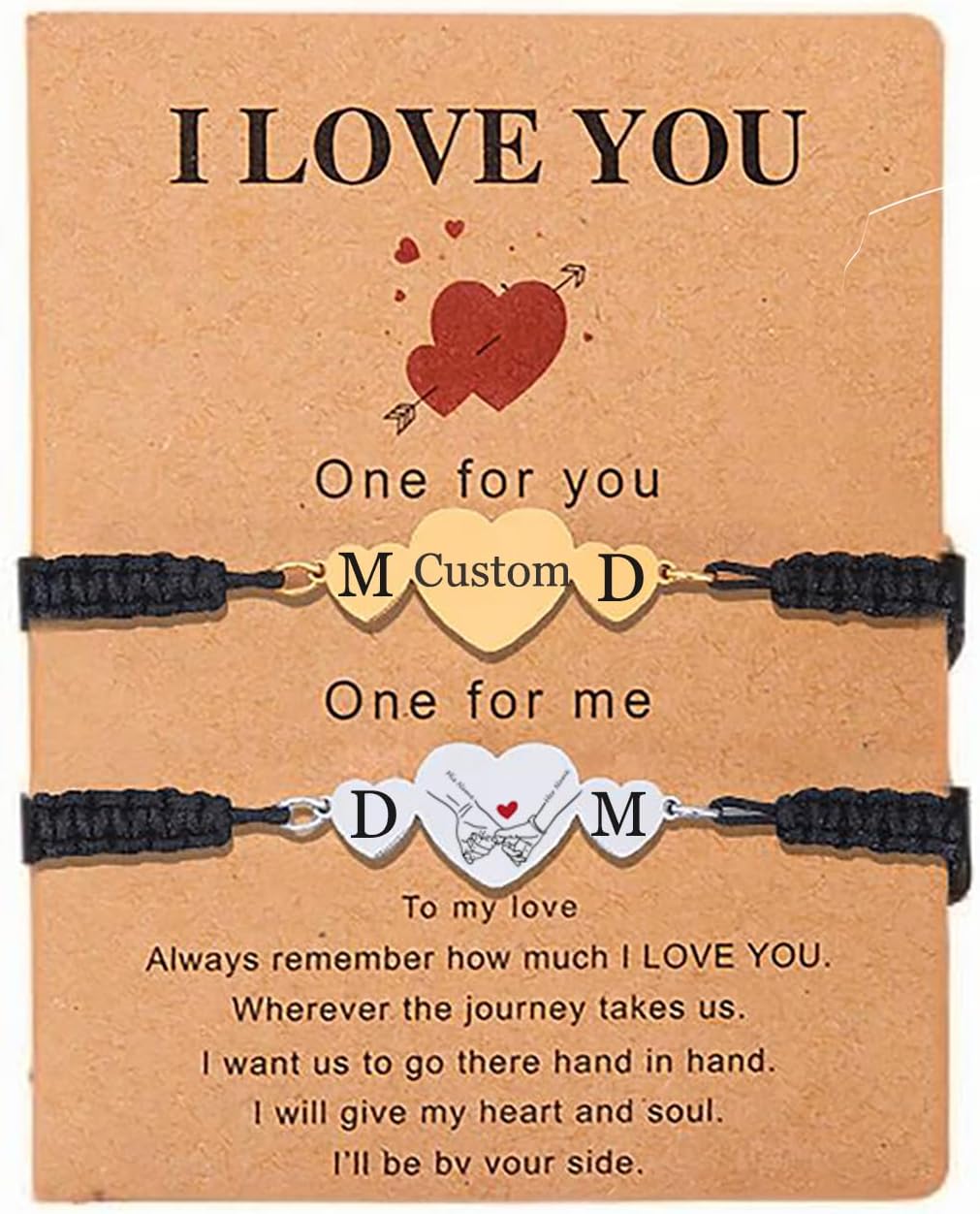 Custom 2PCS Matching Couple Bracelets,heart link braided adjustable rope bracelets,Gift for girlfriend boyfriend,sister Bracelets,pulseras para parejas de novios