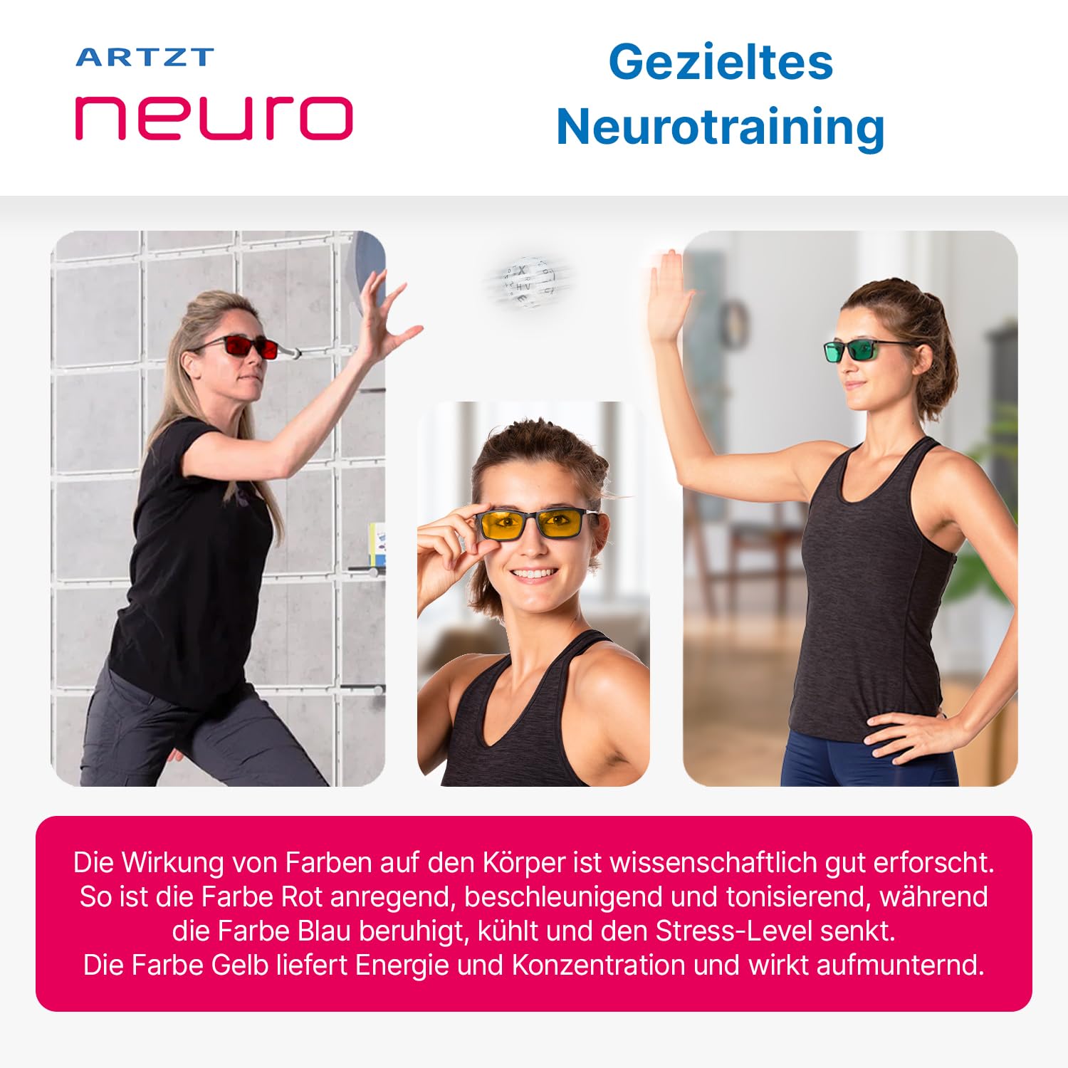 Farbbrillen Set | Farbtherapiebrille mit 6 komfortable Farbbrille für Farbtherapie | Neuroathletik Lichttherapiebrille 100% UV-Schutz Mehrfarbig, OneSize