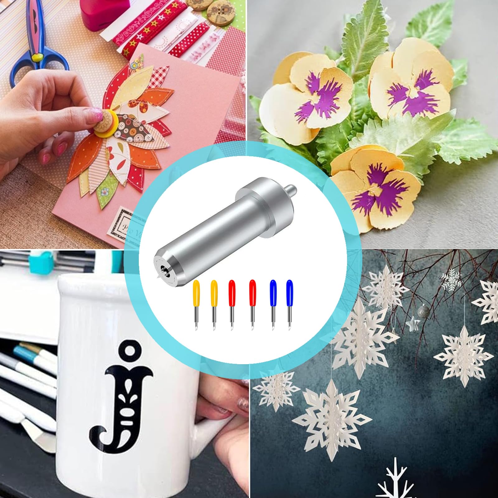6 unidades de hoja de corte fino de acero de tungsteno con carcasa compatible con máquina de corte Cricut Joy, hoja de cuchillo premium con carcasa, cuchillas de plotter de corte, cuchillas de