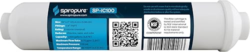 SpiroPure Filtro en línea NSF Filtro de agua granular de carbono de cáscara de coco con FNPT de 14 pulgadas 2 x 10 pulgadas paquete de 1