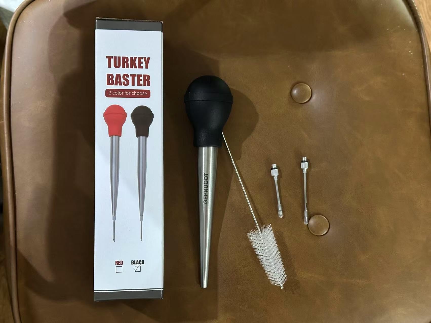 GEPNUOQT Stainless Steel GEPNUOQT Turkey Basters Marinade Injectors Seasoning Injectors Set with 2 Marinade Needles 1 Cleaning Brush for Meat and Poultry Basters Home Kitchen Baking Tools